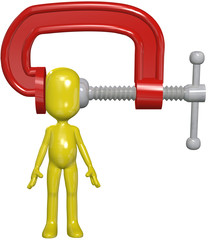 Clamp squeeze person head headache stress pressure