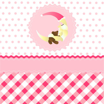 seamless baby girl pattern, pink cartoon moon wallpaper