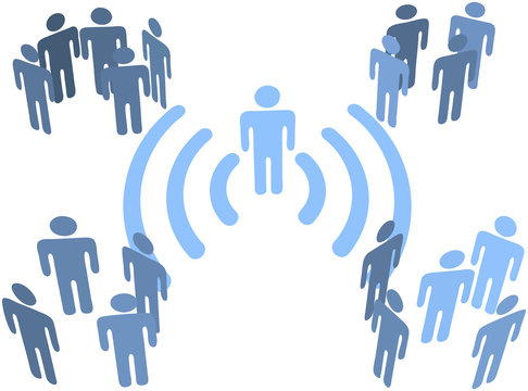Person wifi wireless connection to people groups