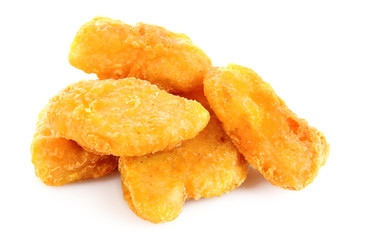 fried pieces  of  chicken on white background