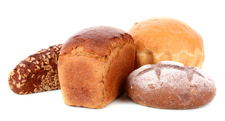 Fresh wheat bread. Isolated on white background