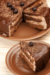 Homemade chocolate cake close-up