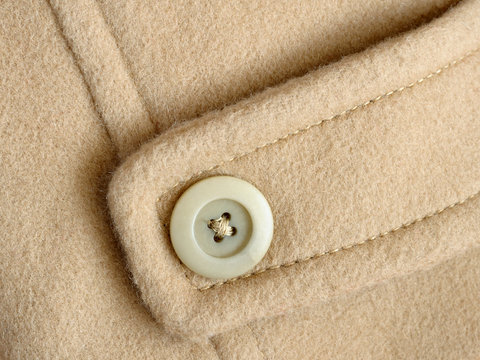 Button On Sleeve Of Wool Coat