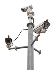 Surveillance cameras isolated on white