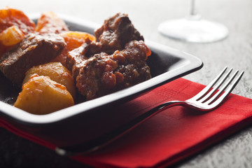Traditional hungarian goulash or beef stew. Shallow DOF
