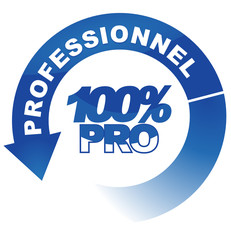 professionnel 100 pour 100 pro  sur vignette fléchée bleue
