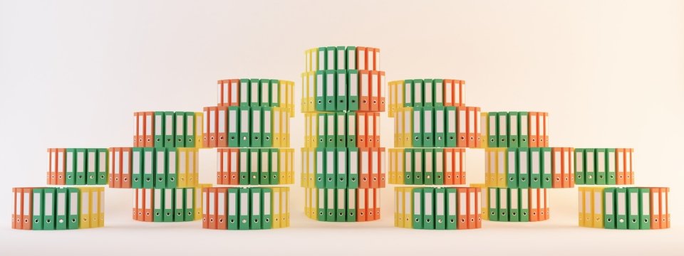 faldoni quaderni archivi schedari render 3d