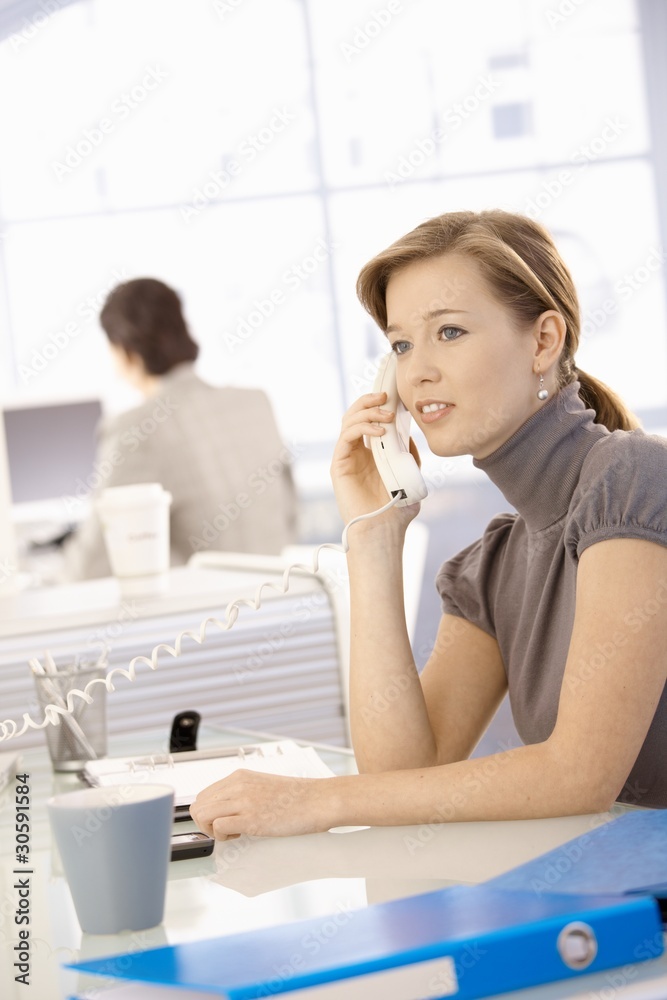 Wall mural Businesswoman talking on phone