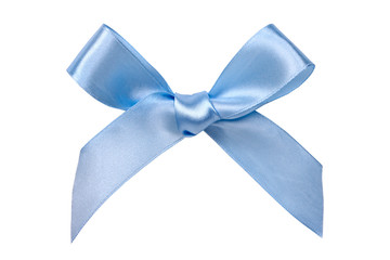 Blue bow isolated on white background