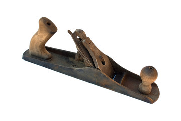 Ancient joiner's plane isolated on a white background