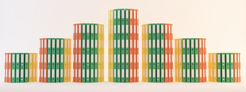 faldoni quaderni archivi schedari render 3d