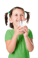 Little child drinking milk