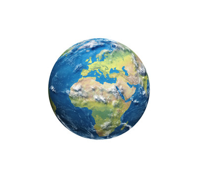 3D render of planet Earth showing Europe and France