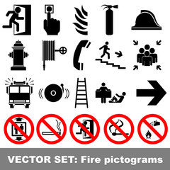 Vector set: fire pictograms