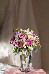 bouquet and wedding dress