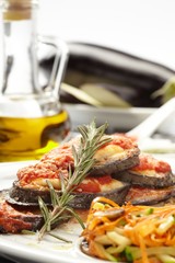 Roasted eggplant with salad