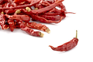 白背景に複数の唐辛子