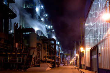 The industry building with nigt lighting