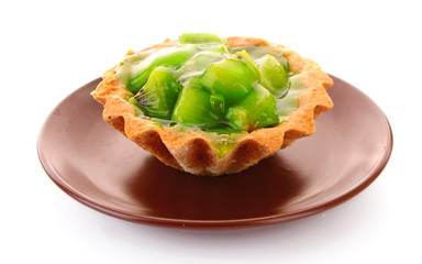 Fruit kiwi  cake on white