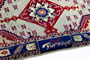 embroidery pattern with turkiye word and selective focus