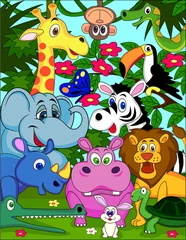 Poster Zoo vectorillustratie van dierlijk beeldverhaal
