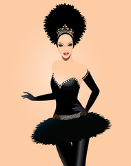 Vector Illustration of  Ballerina in black costume