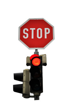 rote Ampel und stop-schild