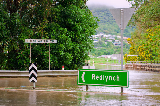 Flooded Roundabout And Bridge In Queensland, Australia