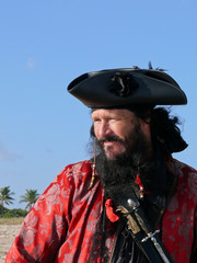 A Black Bearded Pirate in Vintage Costume
