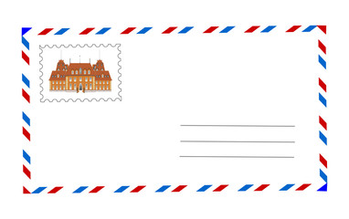 envelope and postage stamp vector illustration