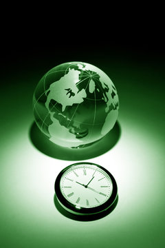 Globe and clock