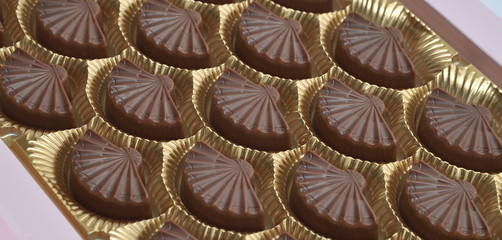 Chocolates in a box.
