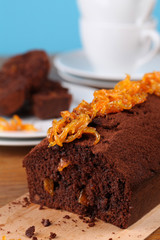 Chocolate cake with candied orange peel