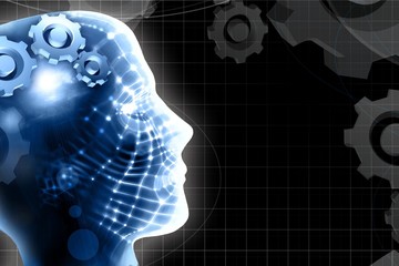 Human head and technology background