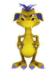 Cute cartoon monster looking very annoyed.