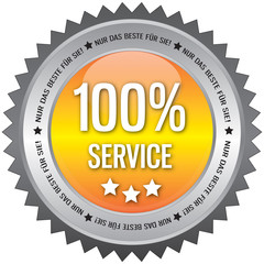 Button - 100% Service - gelb