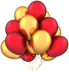 Party balloons colorful golden and red. Glamour decoration
