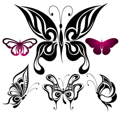 Set of Tattoo butterflies