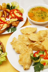 Polish food , dumplings in the center