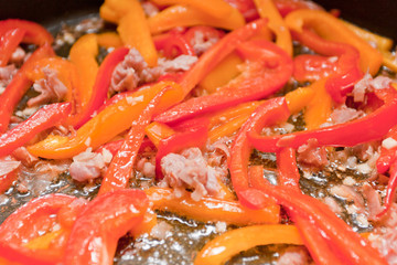 Bell peppers with prosciutto.