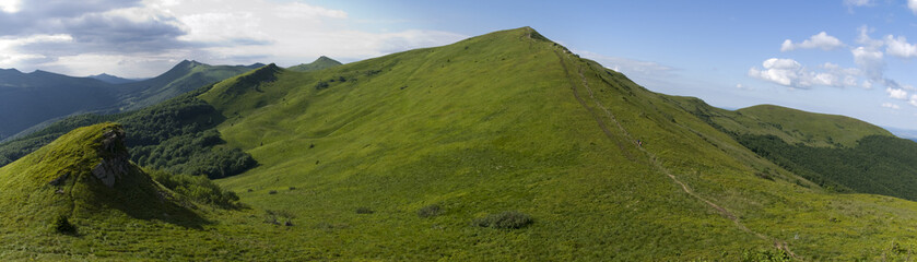 Panoramic green mountain Bieszczady