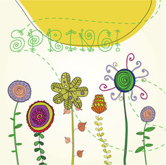 spring flowers and sun - obrazy, fototapety, plakaty