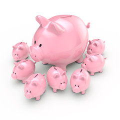 Sparschweine-Sau mit Ferkel