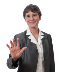 mature businesswoman refusing isolated on white