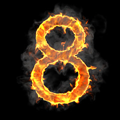 Burning and flame font 8 numeral
