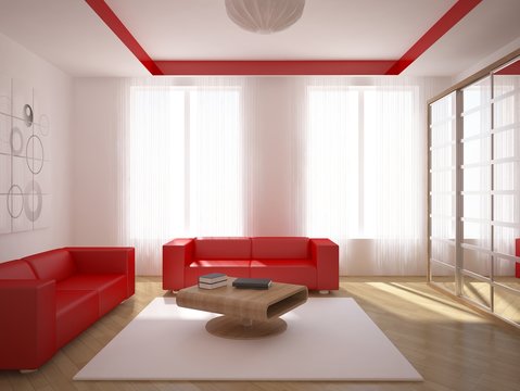 white interior design with furniture