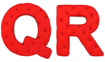 Luxury red leather font Q R letters