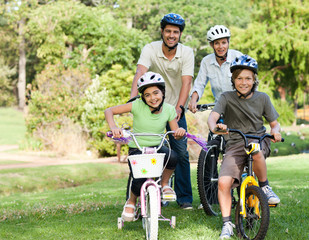 Family with their bikes