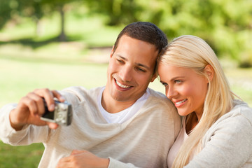 Young couple taking a photo of themselves