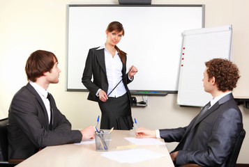 a young business woman making presentation